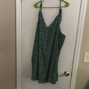 SHEIN Green Floral Print Spaghetti Strap Dress